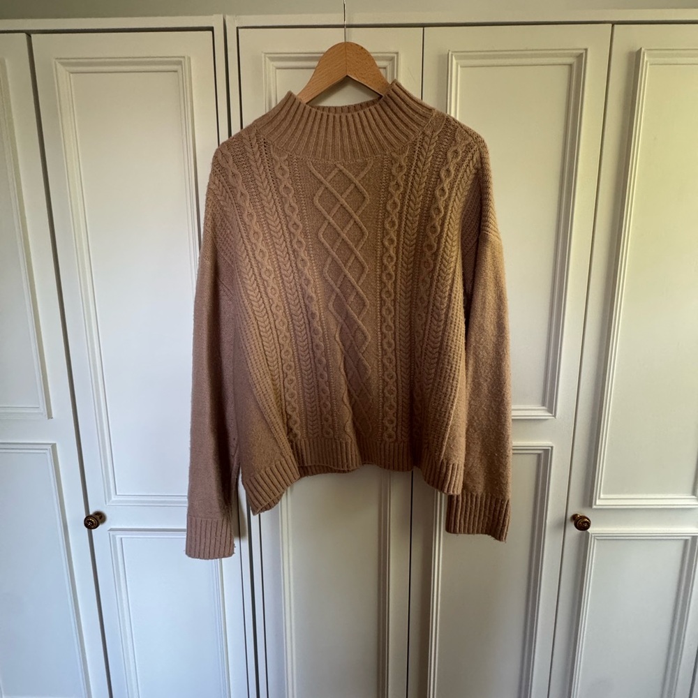 Cable Knit Tan Sweater LOFT Size S